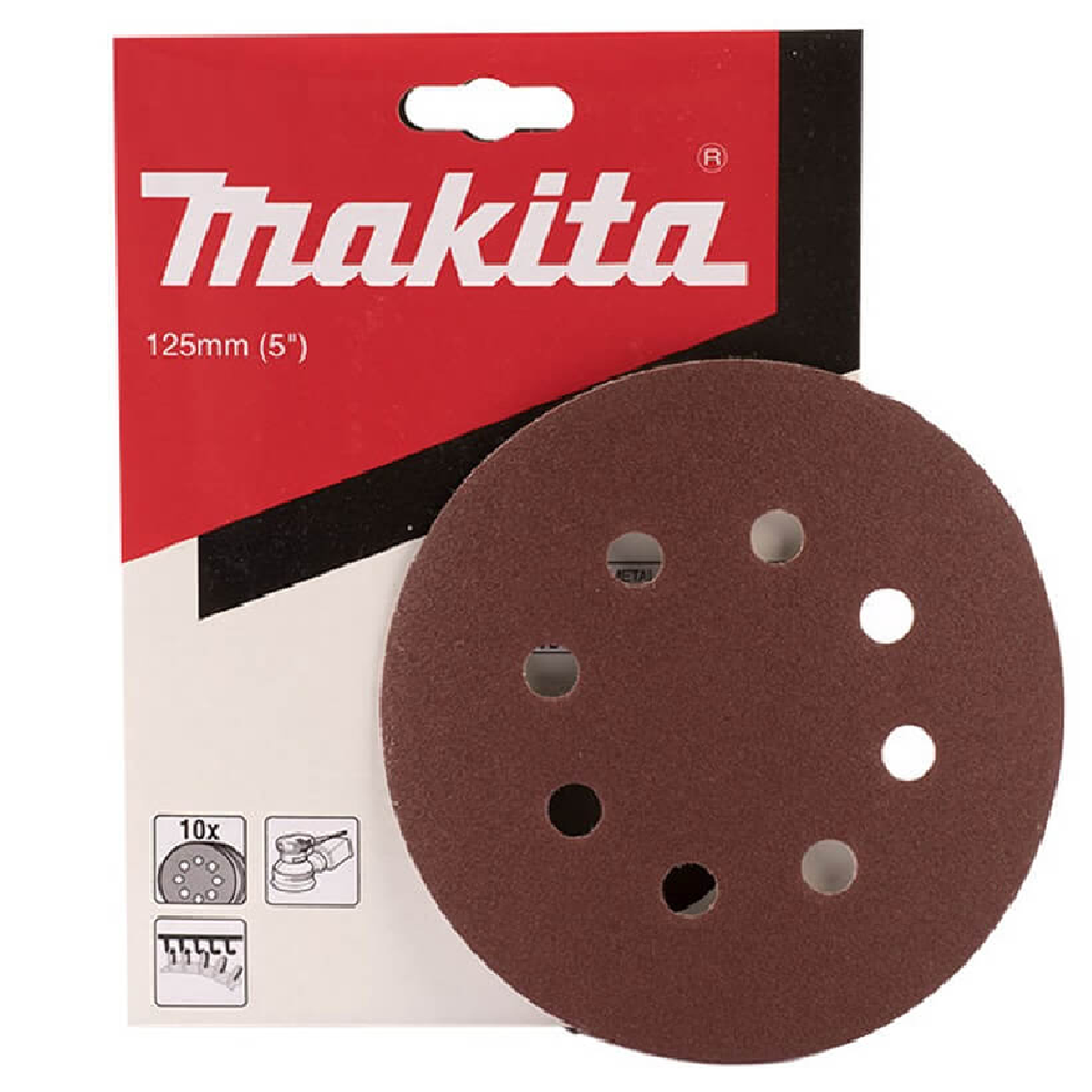 Makita D-54162 HOOK & LOOP (Velcro Back) 5"/125MM 100 GRIT Sanding Disc 10PC/Pack